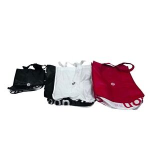 Lululemon Reusable Tote Bags Set of‎ 3 Small Medium Large Red Black White Women